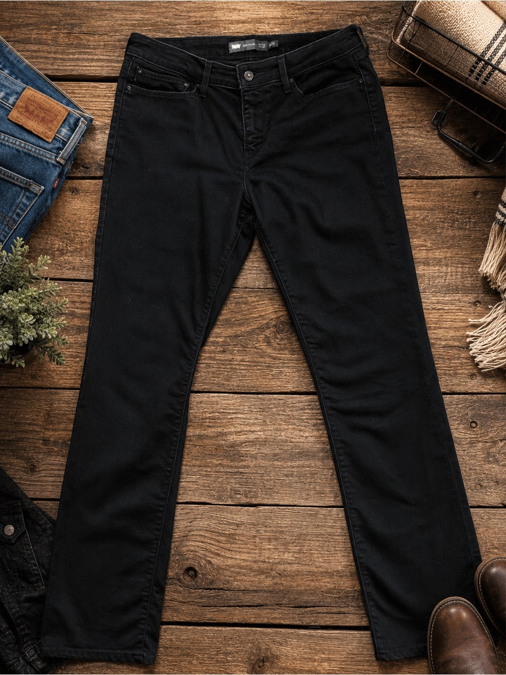 Levi’s Demi Curve Mid Rise Straight Black Jeans Women’s Size 12/31